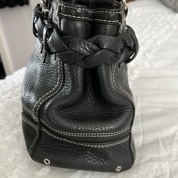 Coach Black Leather Hamptons Braided Satchel - Picture 3 of 6